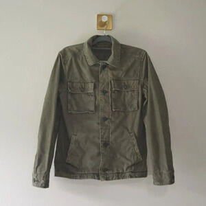 American Eagle Outfitters 100% Cotton Jacket Small Army Green Distressed Pockets